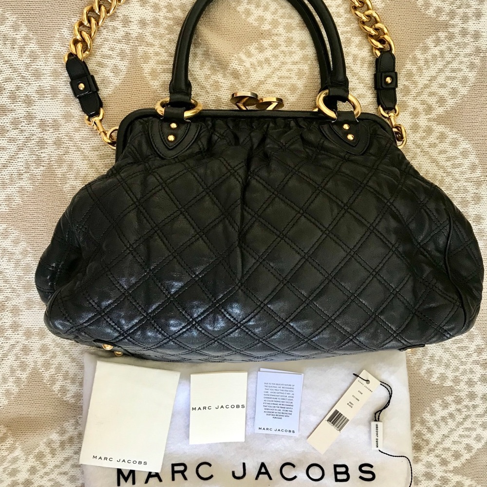 Marc Jacobs Quilted Leather Stam Satchel Bag Black